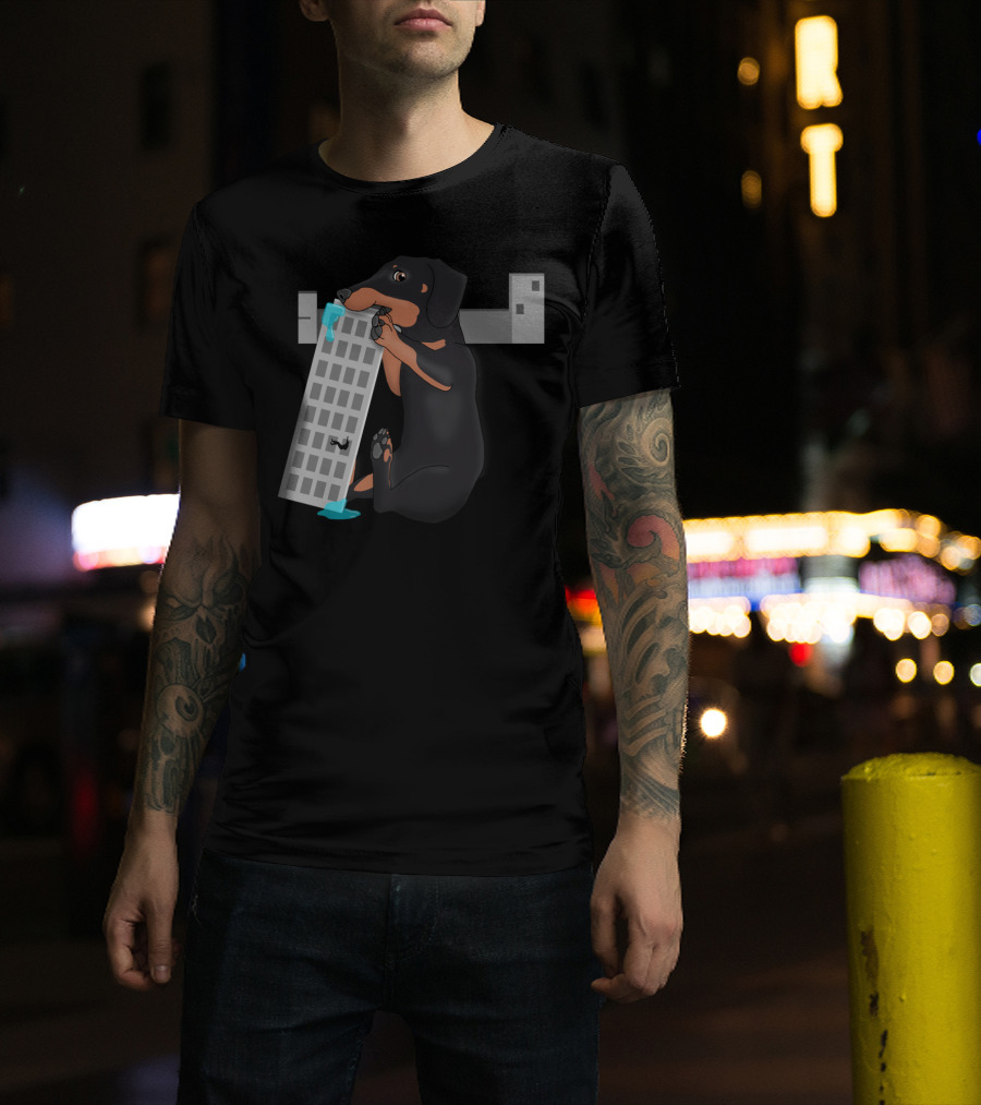 Attack Of The Enormous Dachshund Devouring The City Skyscraper T-Shirt