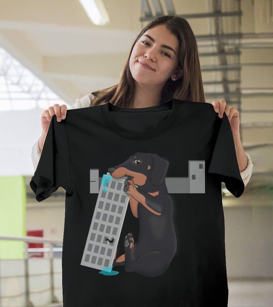 Attack Of The Enormous Dachshund Devouring The City Skyscraper T-Shirt