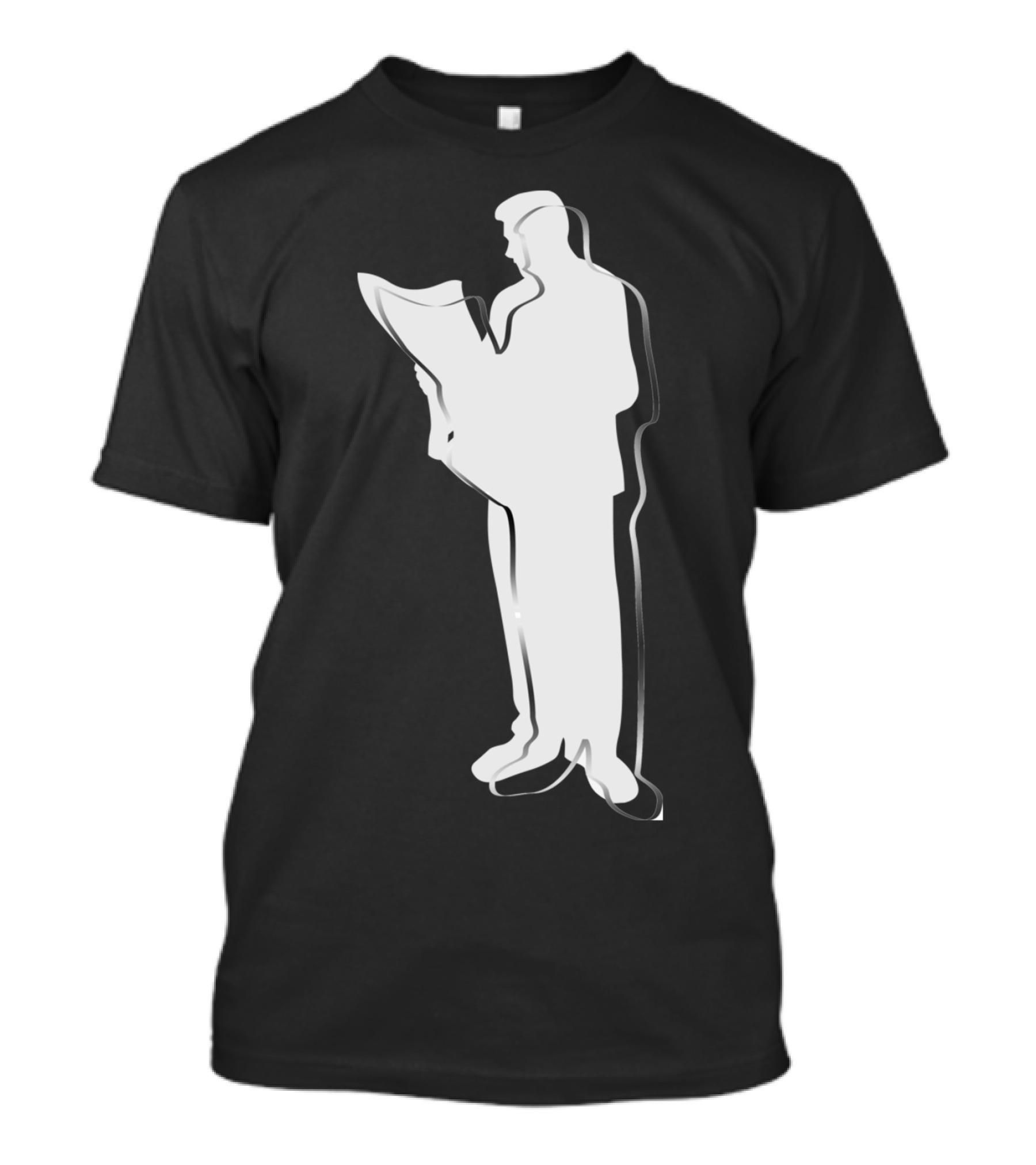 Reading Newspaper Silhouette Outline T-Shirt