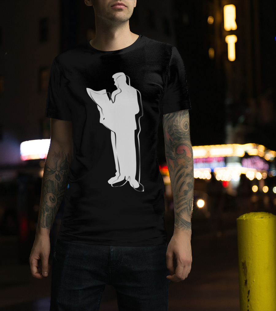 Reading Newspaper Silhouette Outline T-Shirt