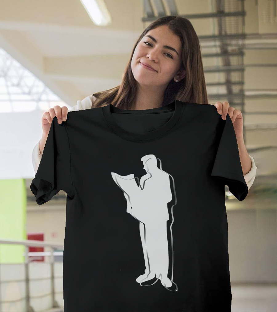 Reading Newspaper Silhouette Outline T-Shirt