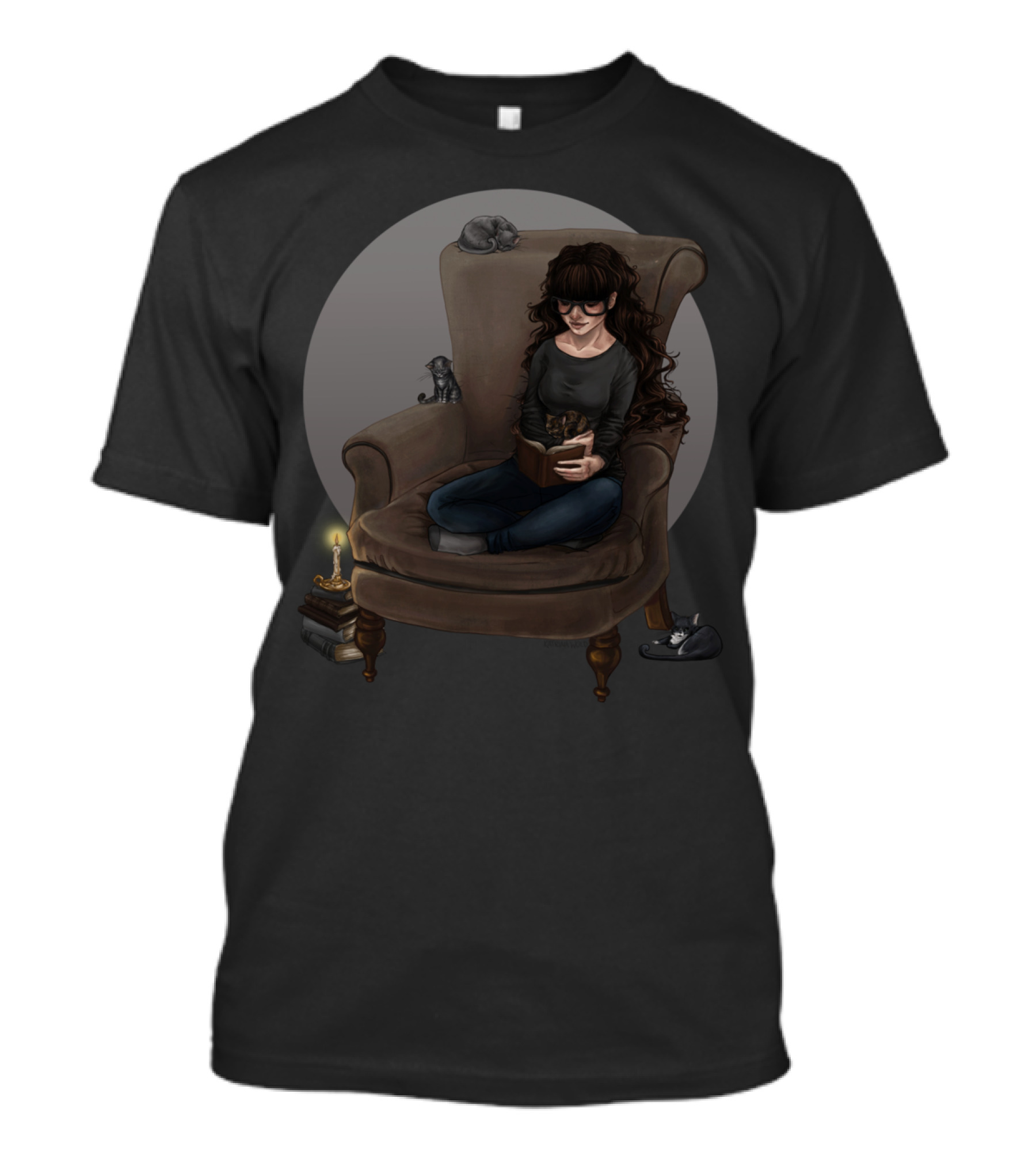 Reading Cozy Chair With Cats T-Shirt