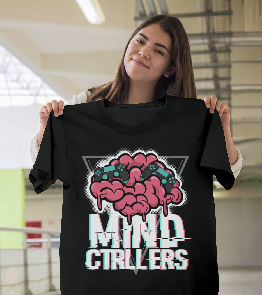 Mind Ctrllers Brain Graphic with Game Controllers T-Shirt