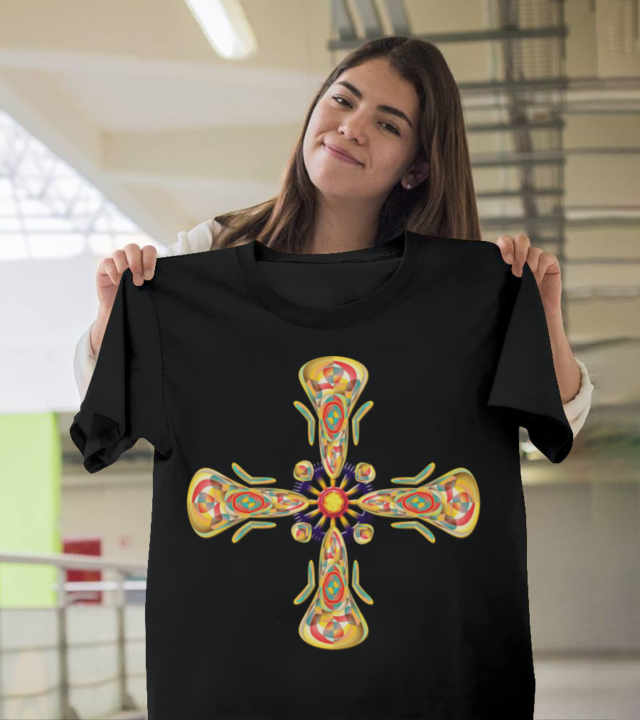 Jewelry Cross Colorful Intricate Abstract T-Shirt