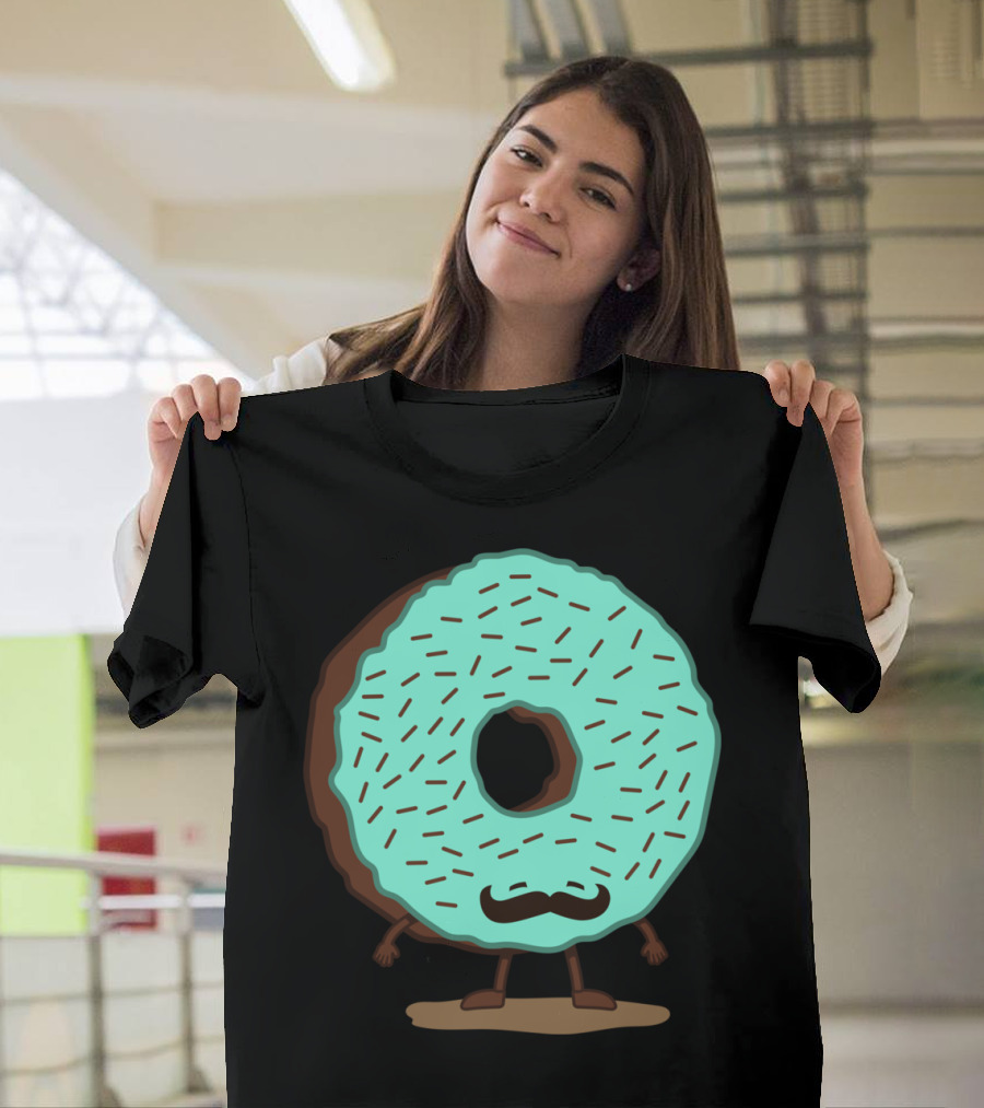 The Mustache Donut Mint Frosted Dessert with Sprinkles and Legs T-Shirt