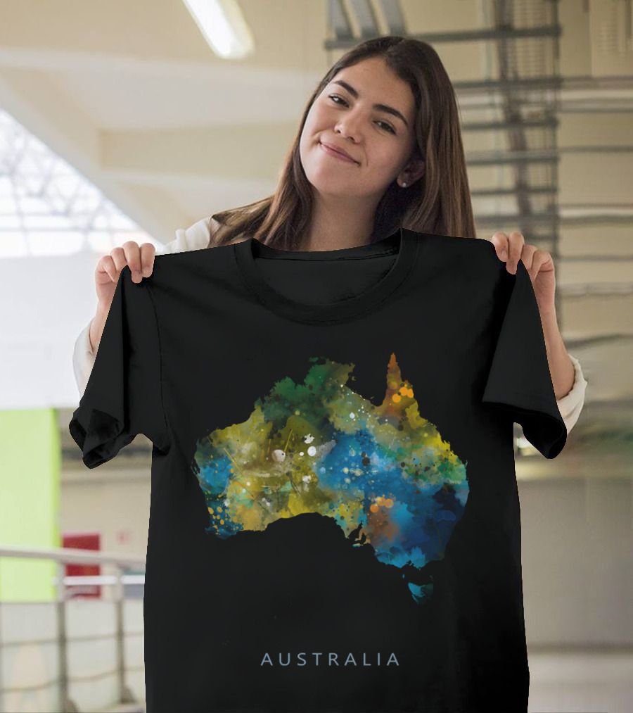 AUSTRALIA Map Art Abstract Colors T-Shirt