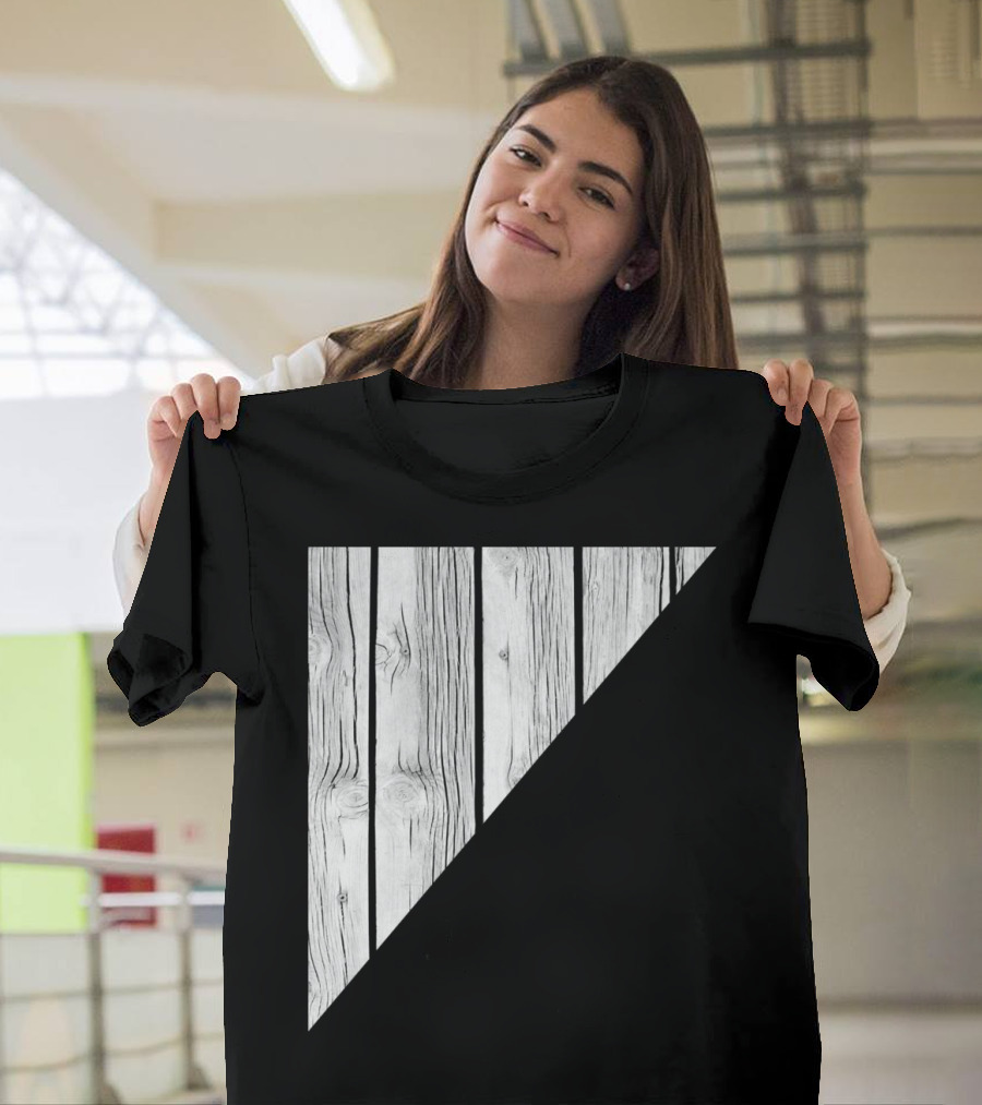 Black And White Triangular Wood T-Shirt