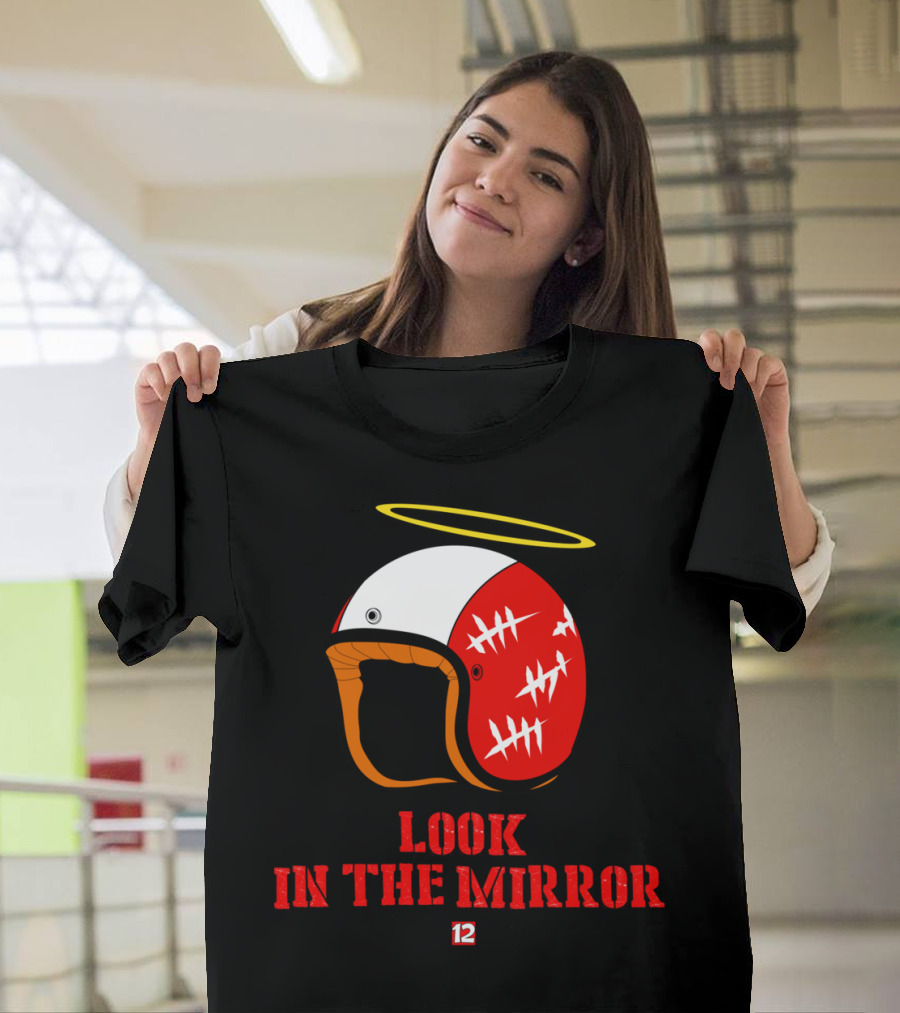 Look In The Mirror Racing Helmet Halo Number 12 T-Shirt