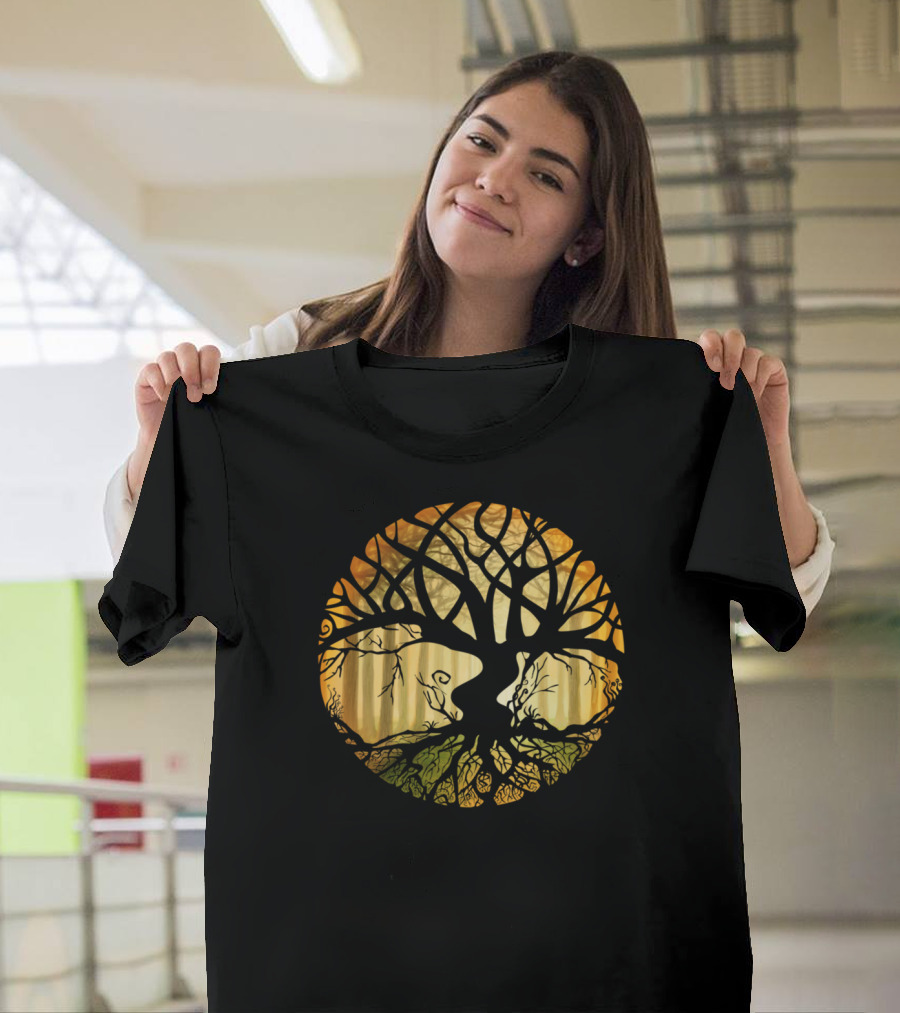 Druid Tree of Life with Roots and Branches in Circular T-Shirt