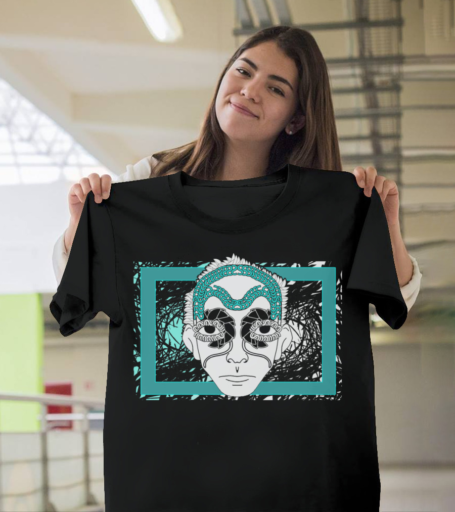 The Man Abstract Face Design with Turquoise Patterns T-Shirt