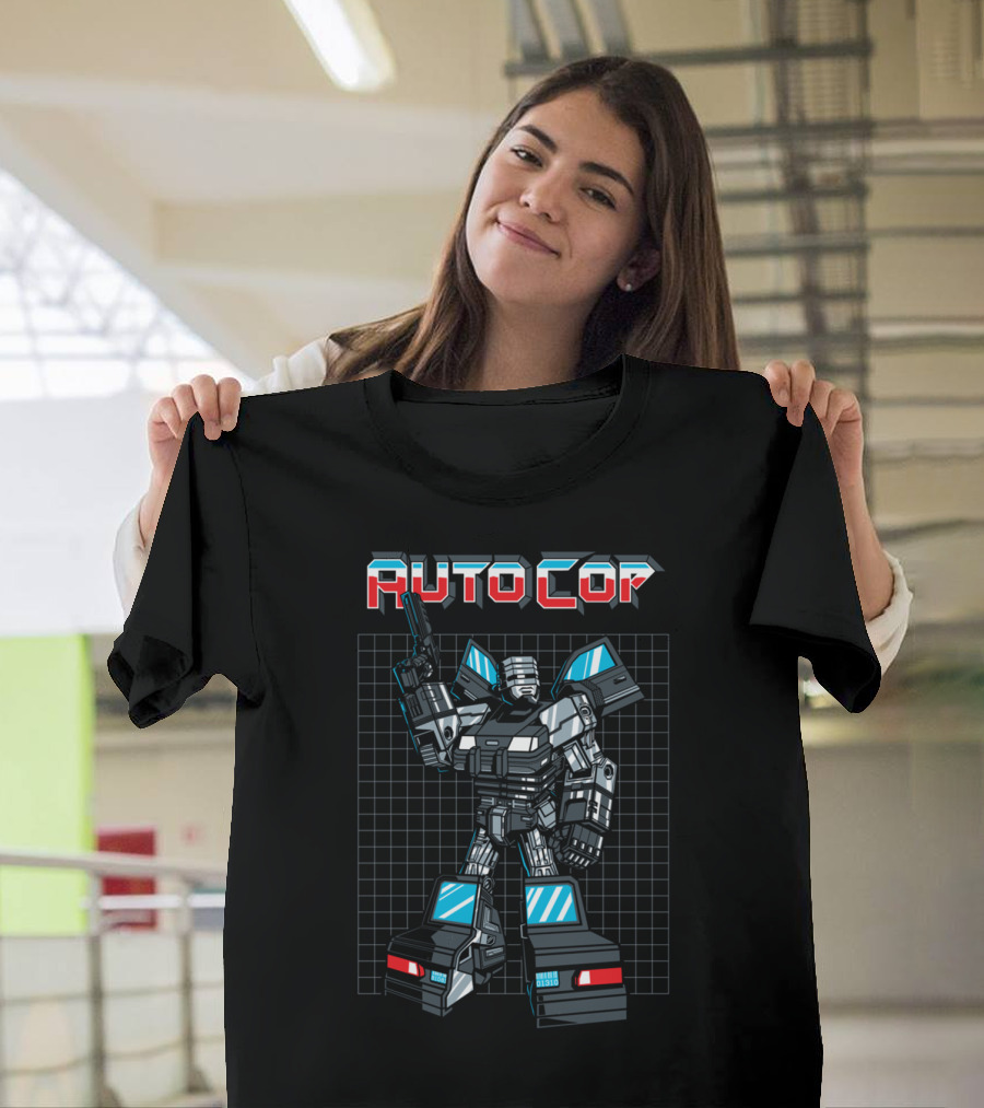 AUTOCOP Robot Style with Grid Background T-Shirt