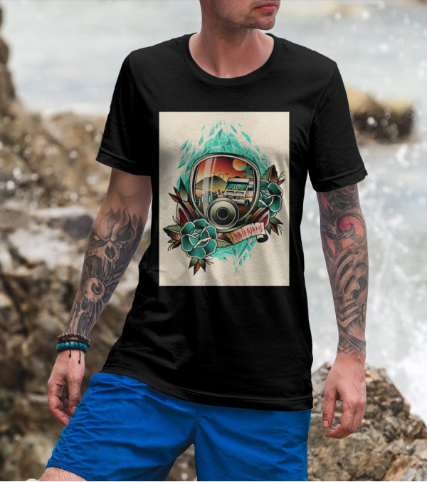 I Did It For Me Retro RV Adventure Sun Desert Scene Floral Art Deco T-Shirt