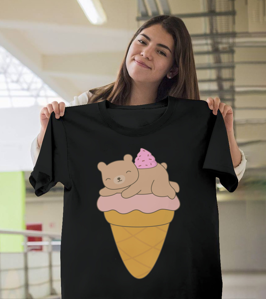 Kawaii Cute Ice Cream Cone Bear Bliss T-Shirt