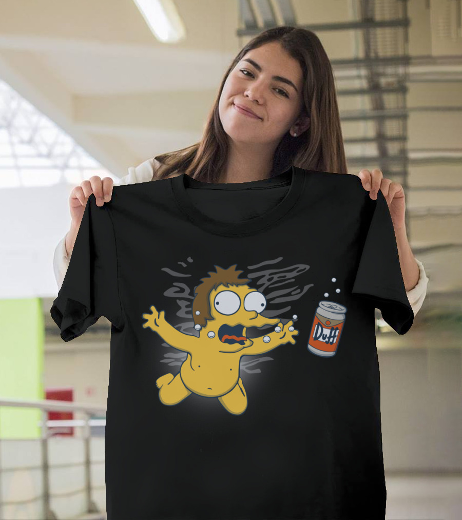 Duffmind Nirvana Parody with Underwater Baby and Beer Can T-Shirt