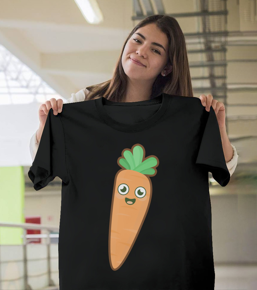 Kawaii Carrot Happy Face Cute Vegetable T-Shirt
