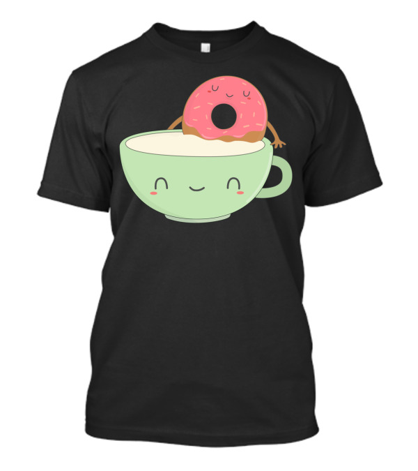 Kawaii Donut And Smiling Milk Tea Cup T-Shirt
