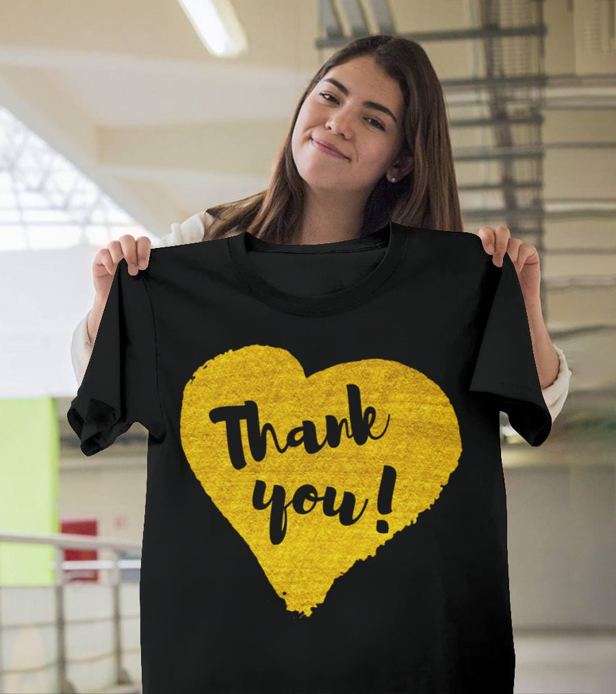 Thank You Gold Heart Hand Drawn T-Shirt