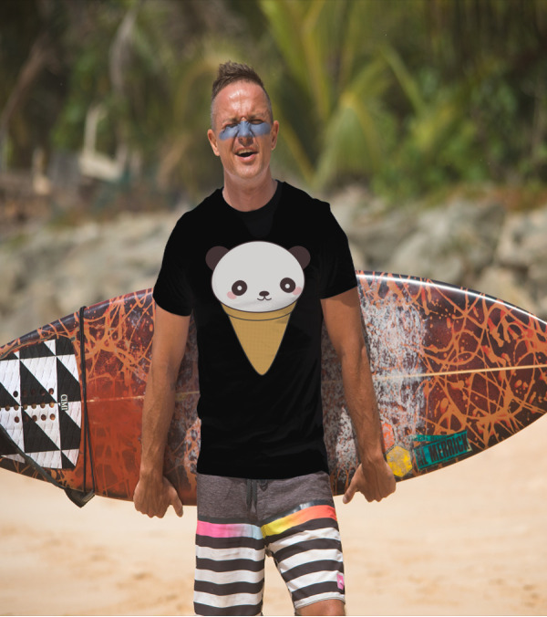 Kawaii Panda Ice Cream Cone Face T-Shirt