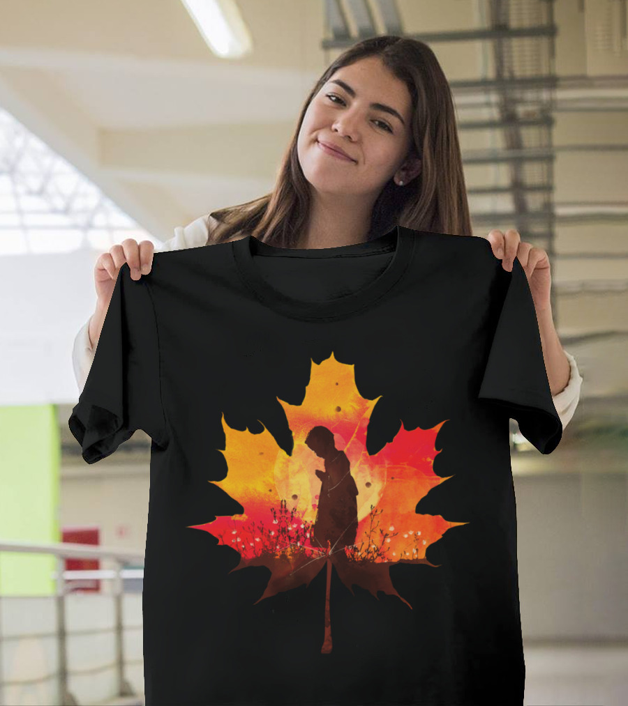 Keep A Little Prayer Silhouette in Autumn Leaf T-Shirt