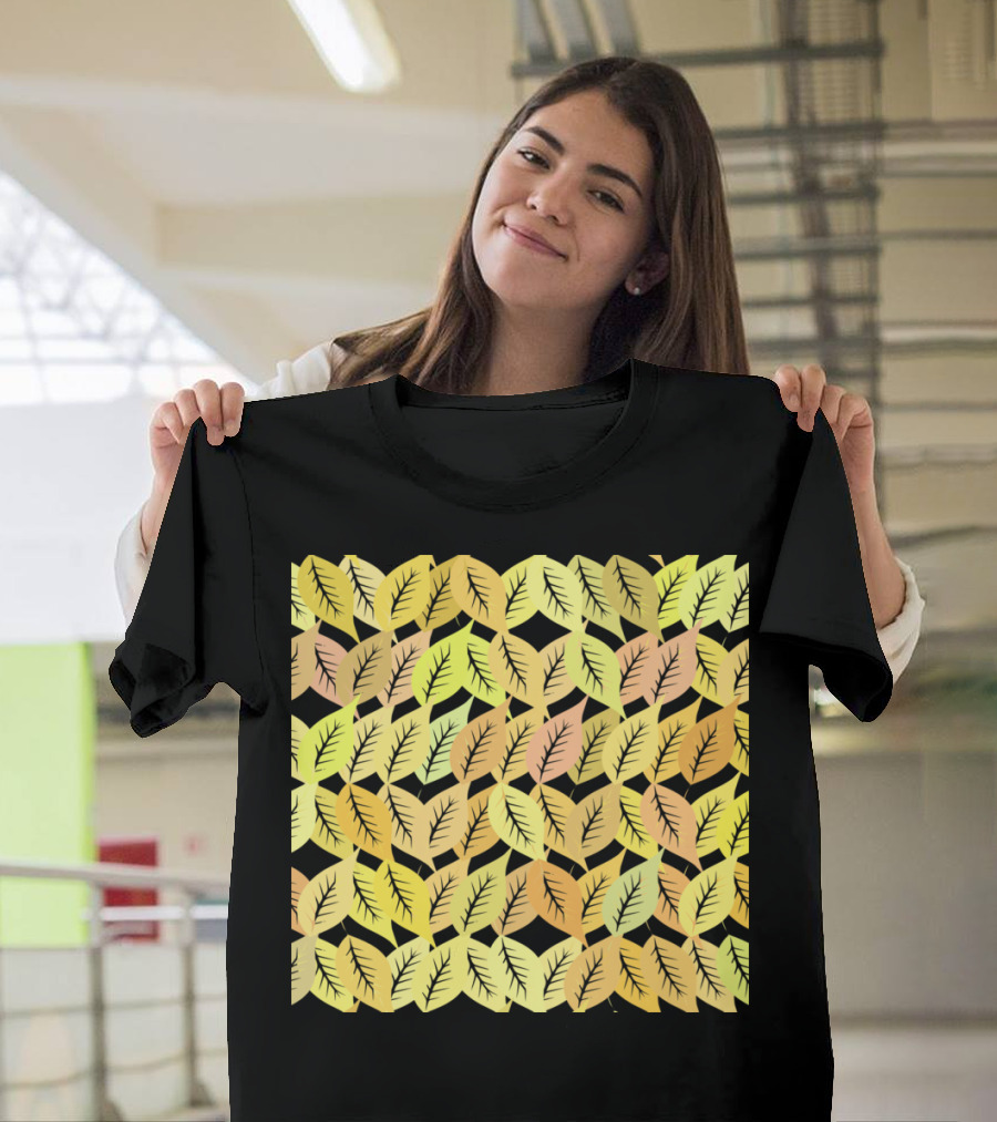 Autumn Leaves Pattern in Warm Yellow and Orange Hues T-Shirt