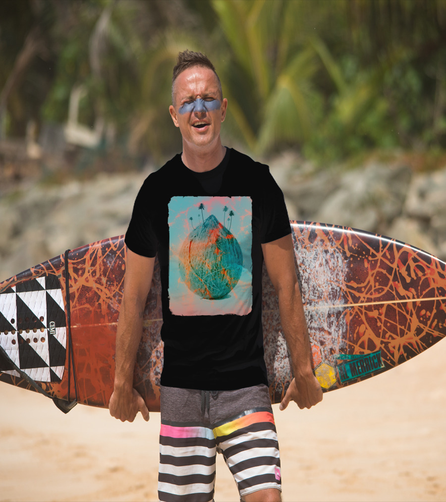 Coconut Mountain Pastel Colored Volca With Palm Trees T-Shirt