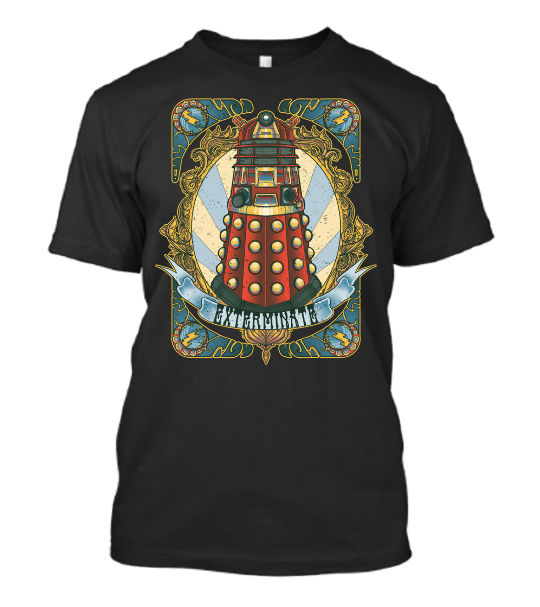 Exterminate Dalek Nouveau Style Art Deco Blue Red T-Shirt