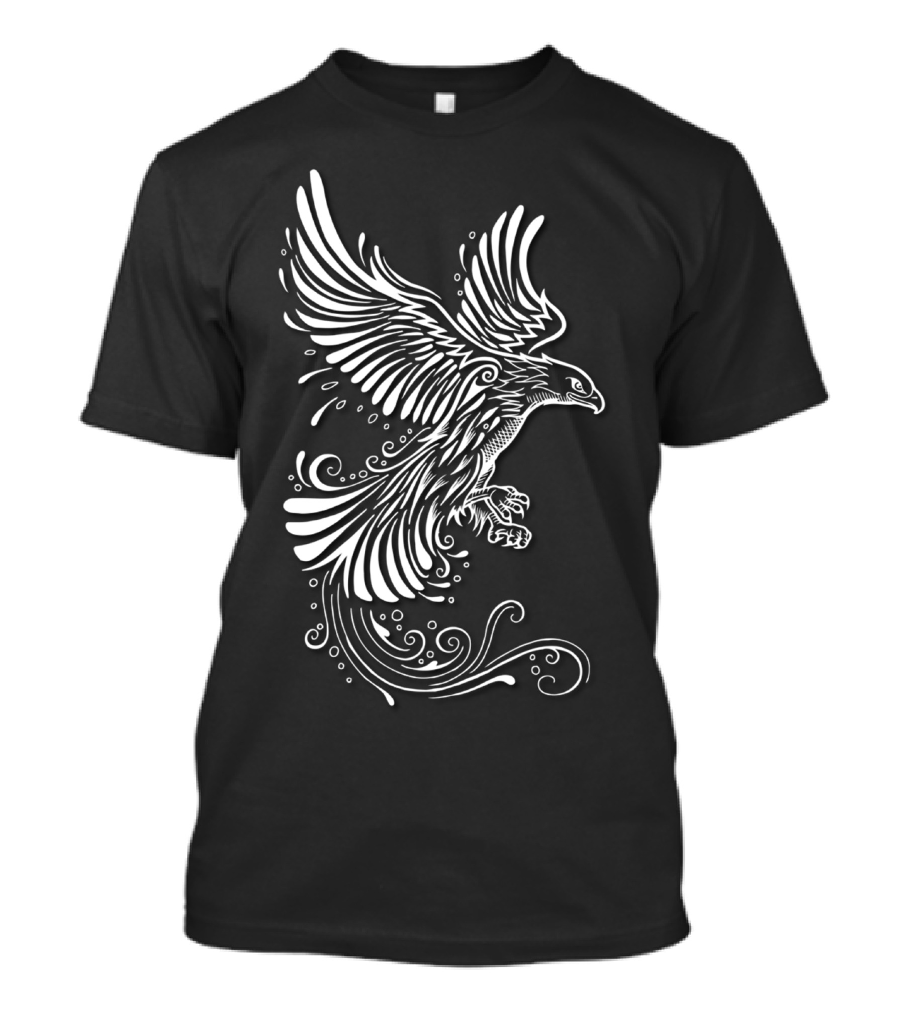 Eagle Flying Intricate White Swirls T-Shirt