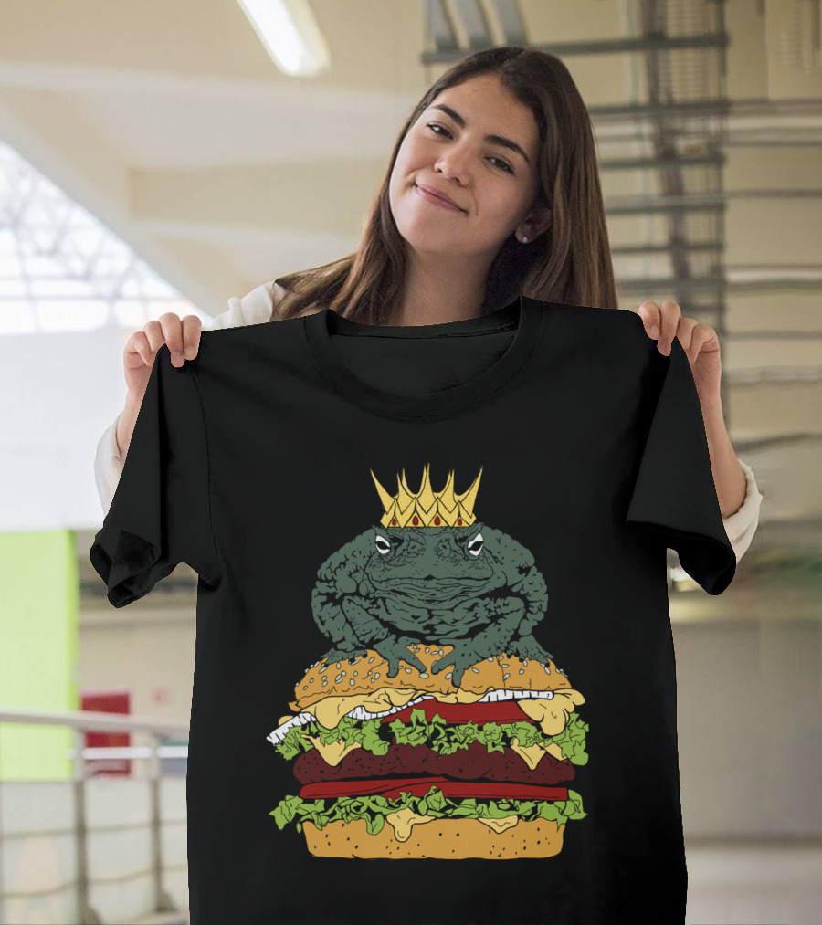 King Of Burgers Frog Crown Cheese Lettuce Stack T-Shirt