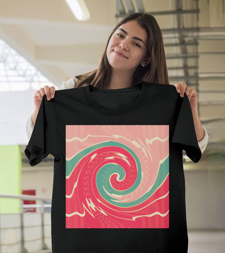 Big Red Wave Swirl Pattern Vibrant Abstract T-Shirt