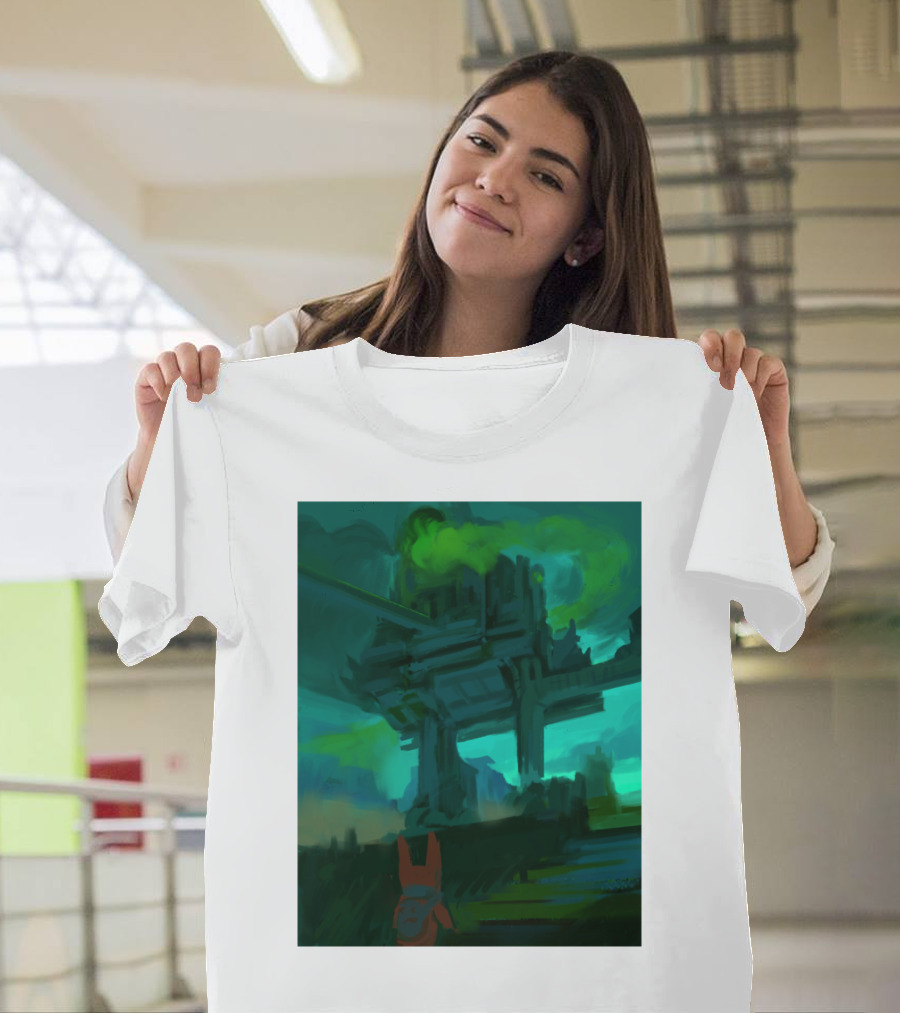 Kit The Red Rabbit Eerie Green Sci-Fi Structure and Atmosphere T-Shirt