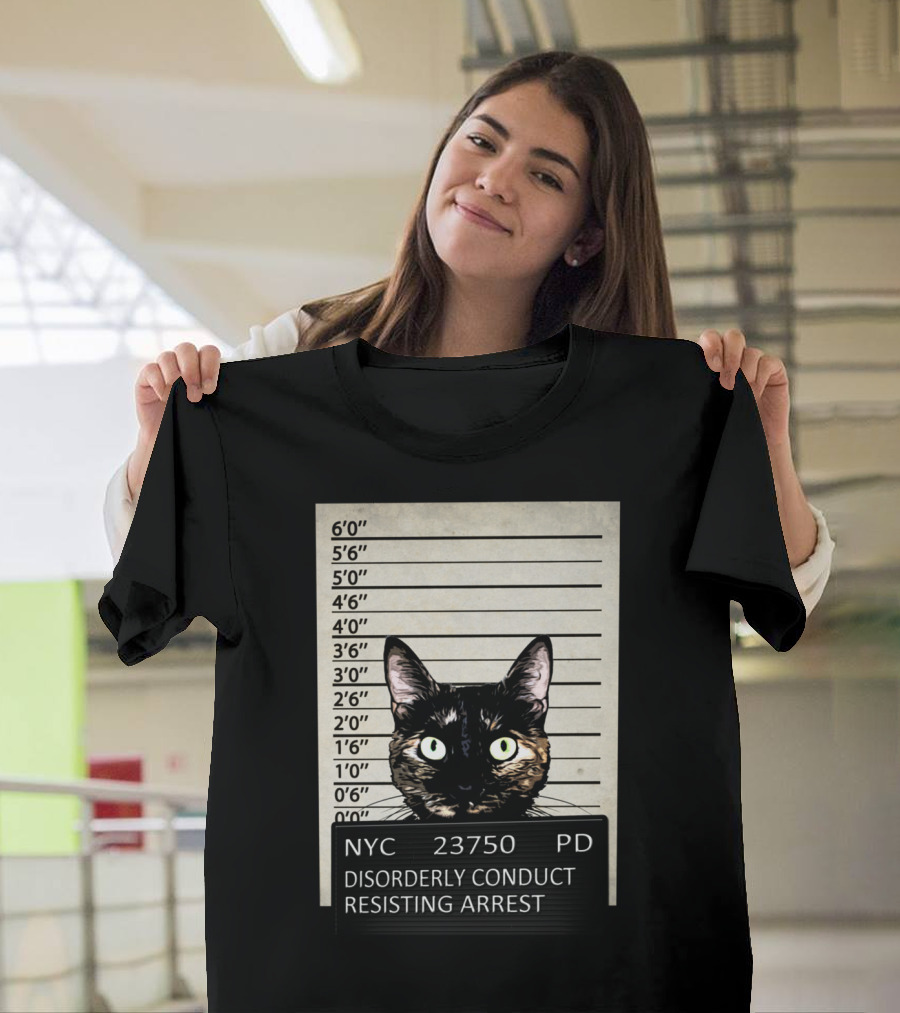 Cat Mugshot NYC Disorderly Conduct Resisting Arrest T-Shirt
