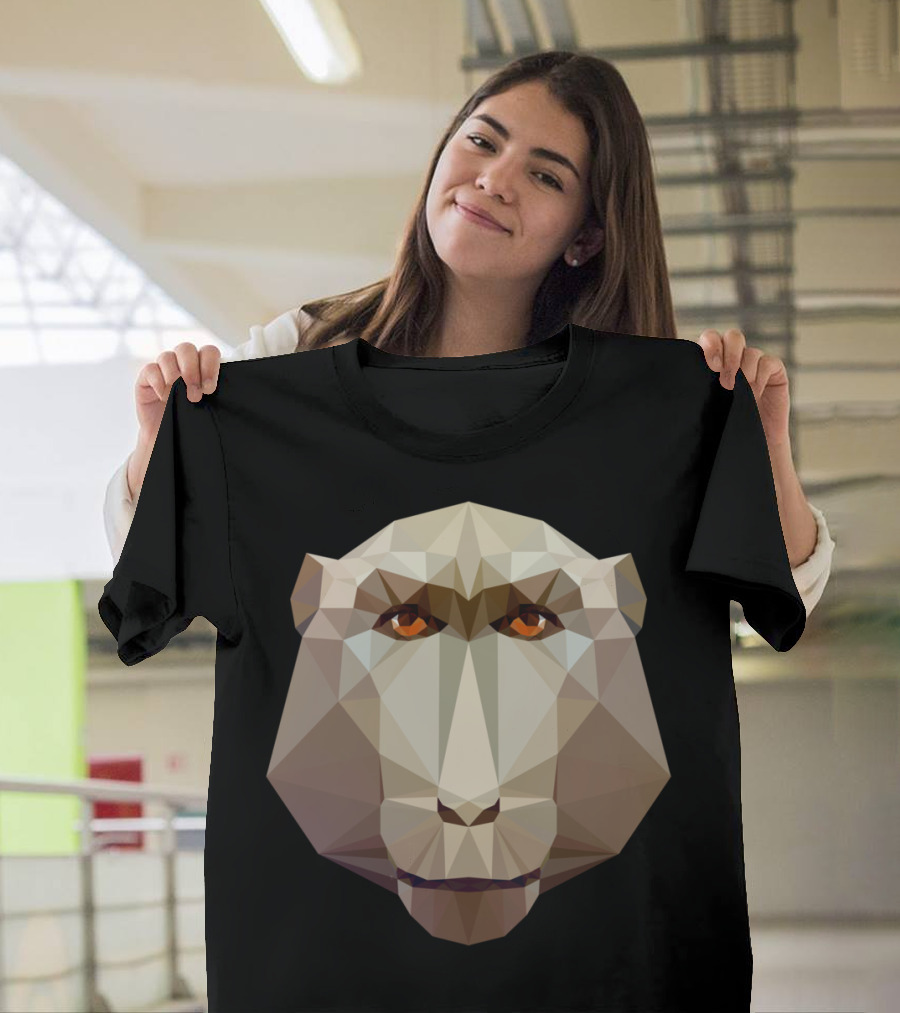 Monkey Polygon Geometric Face T-Shirt