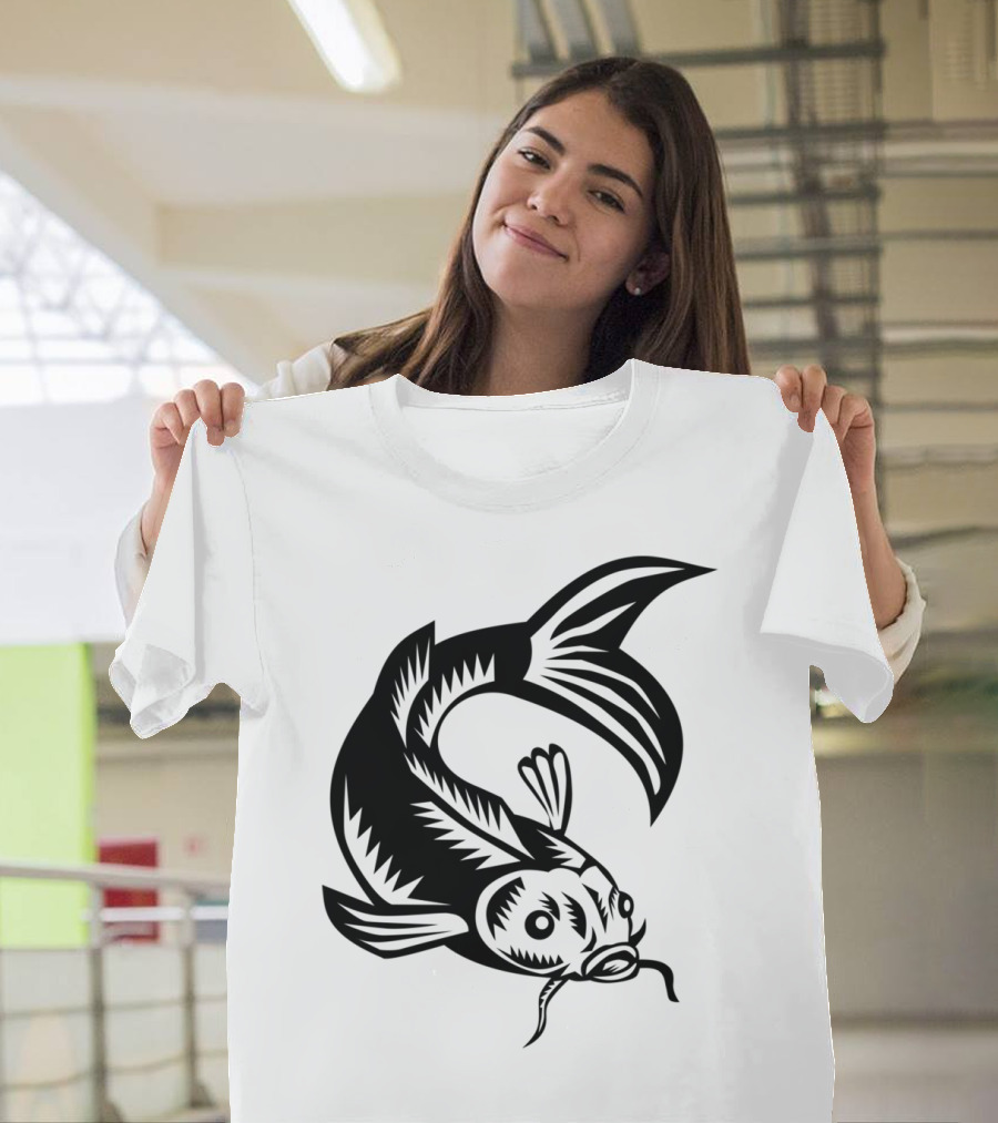 Koi Nishikigoi Carp Fish Traditional Woodcut T-Shirt