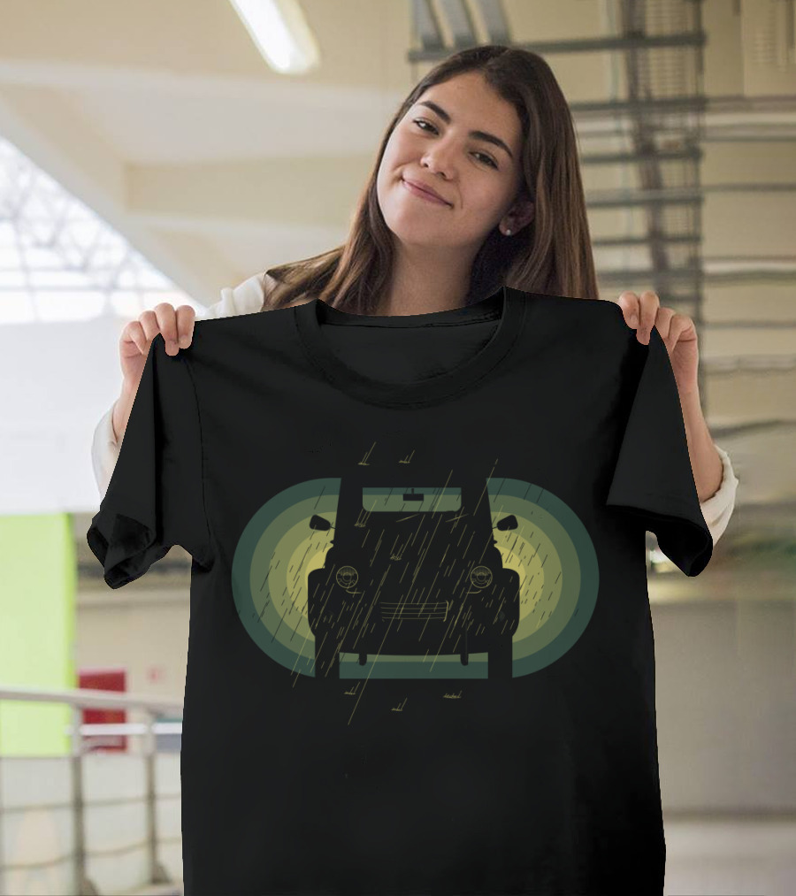 Citroën 2CV in Rainy Green Circles T-Shirt