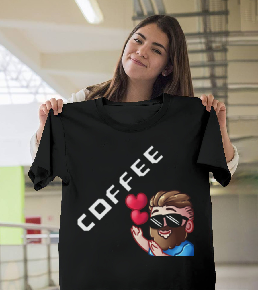 COFFEE Emoji Man with Hearts T-Shirt