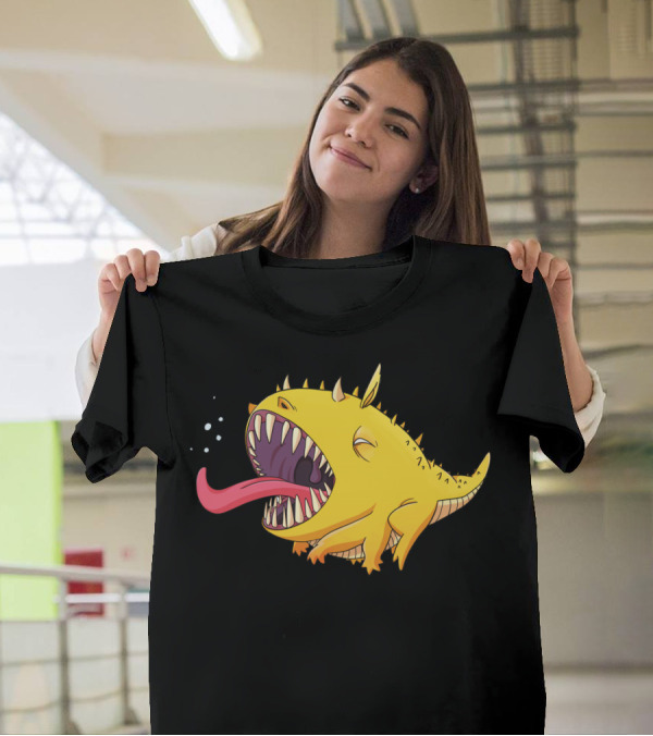 Morning Monster Sleepy Yellow Creature With Spikes And Tongue Out T-Shirt