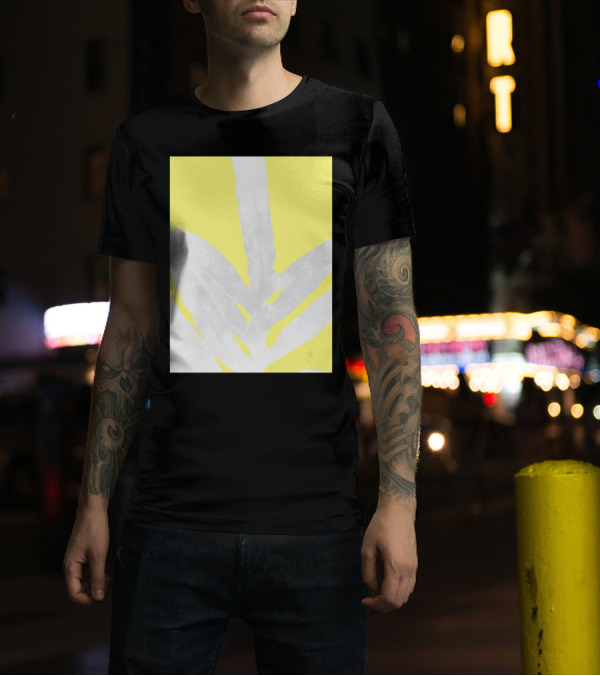 Green Fern On Lemon Yellow Background Leafy Contrast T-Shirt