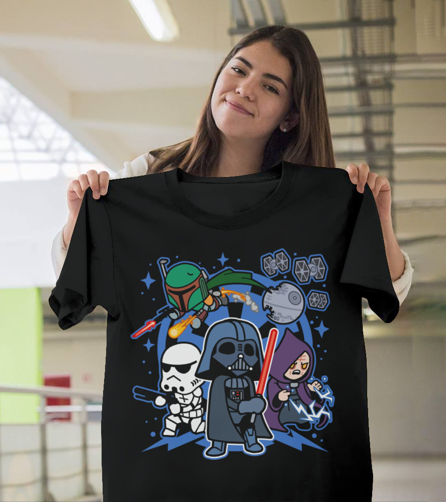 Darth Vader And Friends Boba Fett Stormtrooper Death Star TIE Fighters Emperor Palpatine T-Shirt