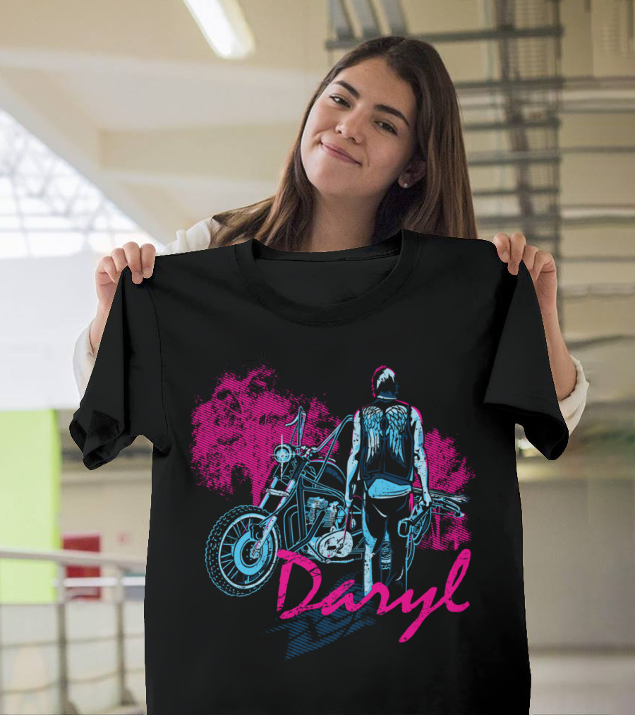 Daryl Motorcycle Ride with Angel Wings Vest T-Shirt