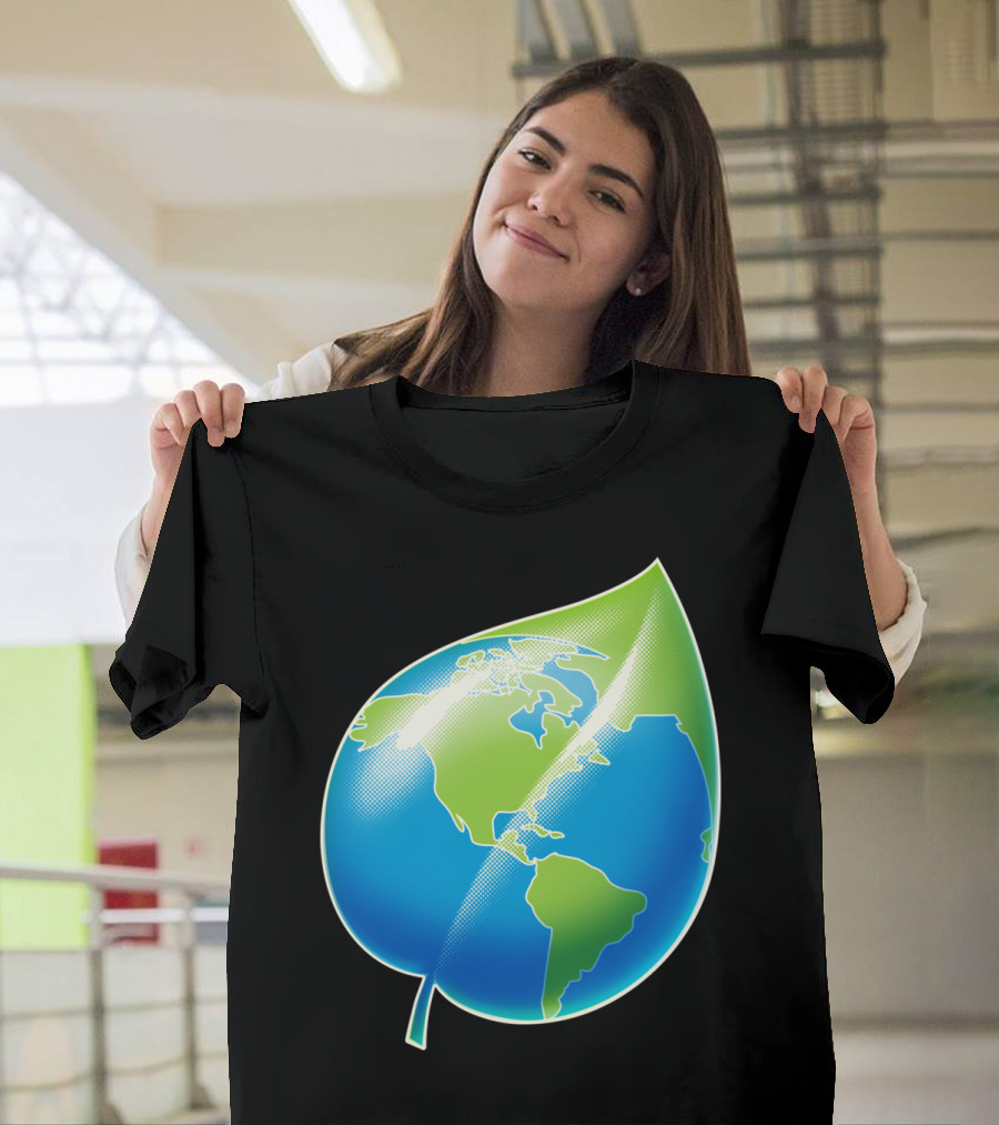 Green Planet Earth Leaf Globe Eco-Friendly T-Shirt