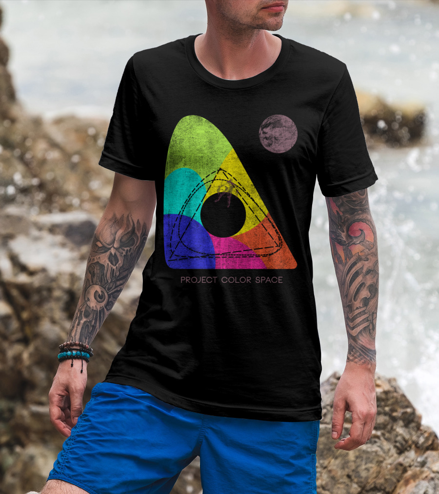 Project Color Space Geometric Spectrum With Planet Motif T-Shirt