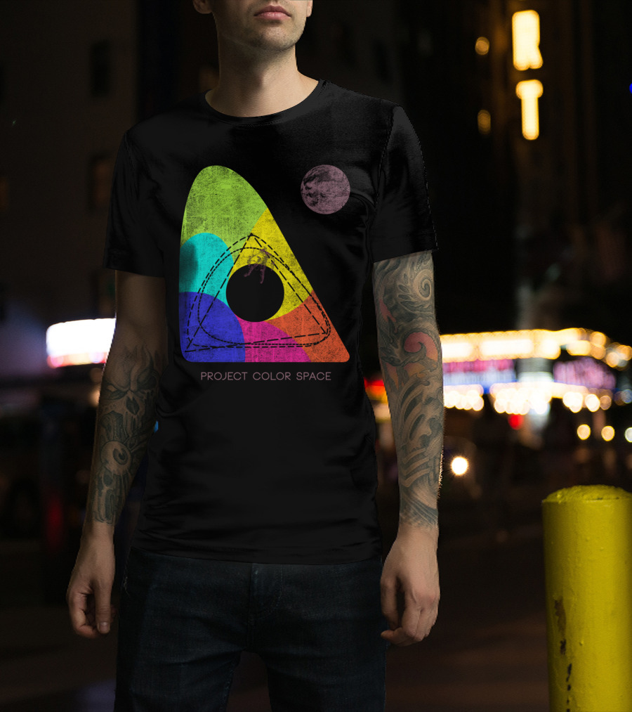 Project Color Space Geometric Spectrum With Planet Motif T-Shirt