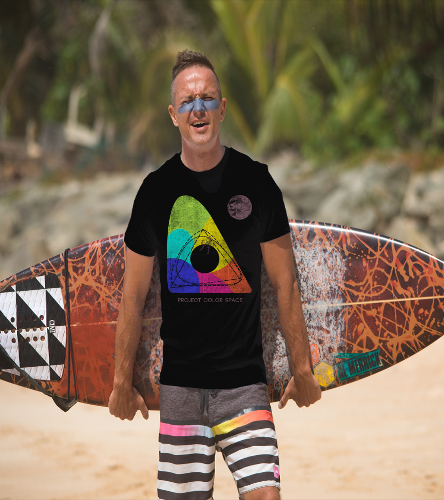 Project Color Space Geometric Spectrum With Planet Motif T-Shirt