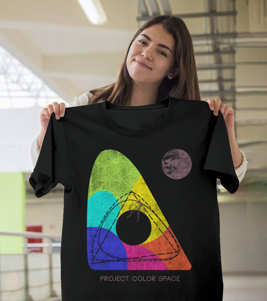 Project Color Space Geometric Spectrum With Planet Motif T-Shirt