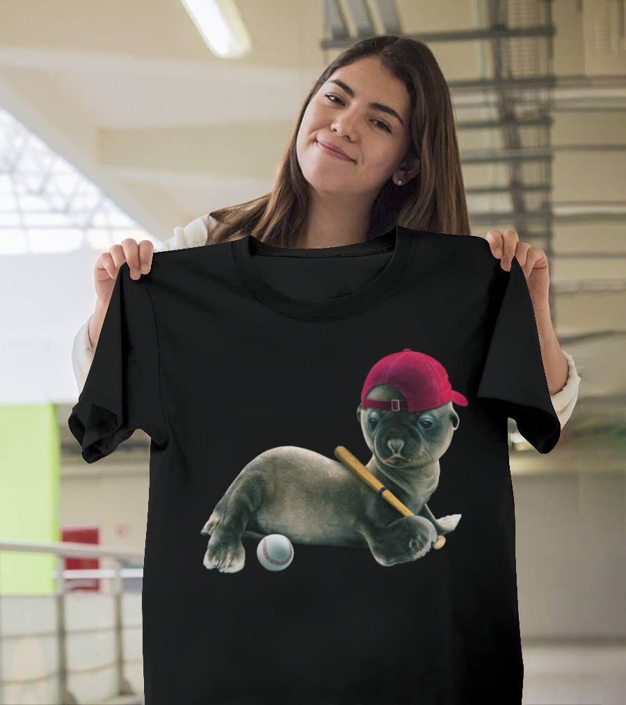 BABY SEAL BASEBALL BAT AND CAP T-Shirt