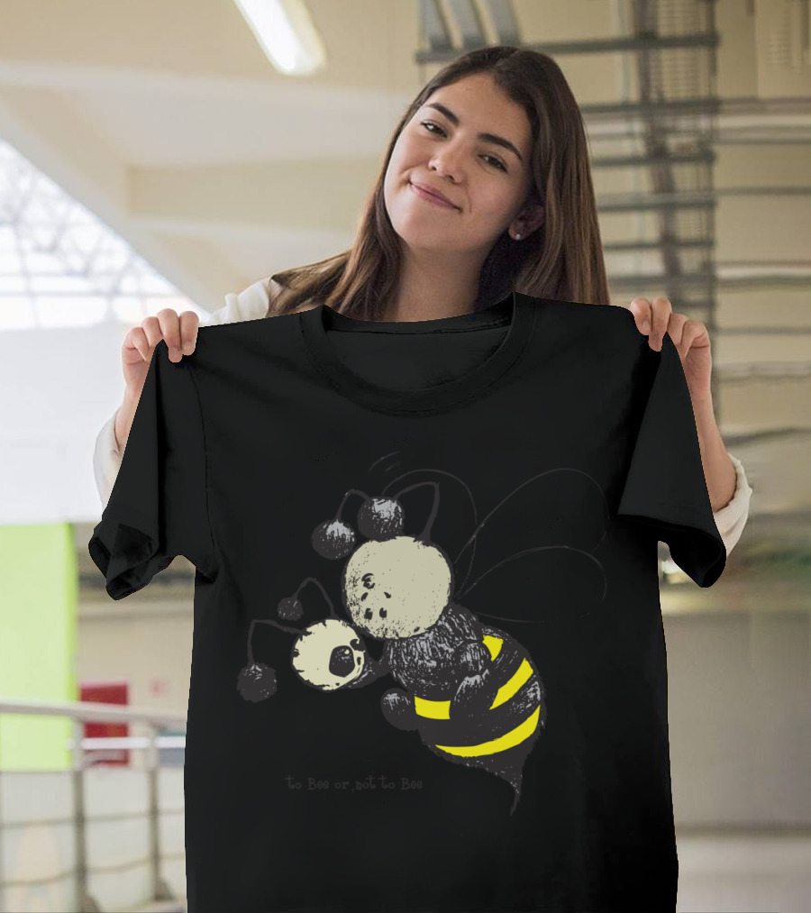 To Bee Or Not To Bee Striped Bumblebee and Skull Antennae T-Shirt