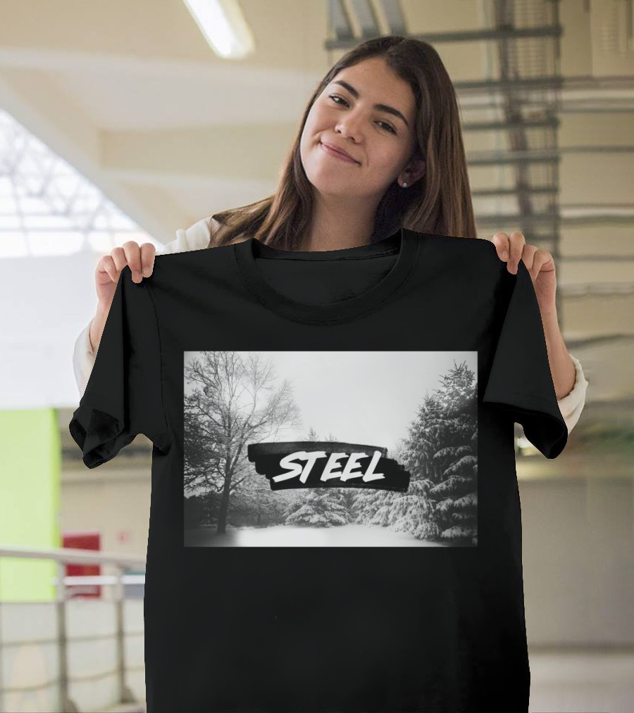 Steel Winter Landscape Snowy Trees T-Shirt