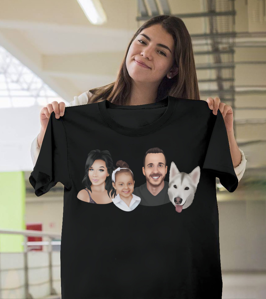 lavitadimeg Family Illustration Crewneck T-Shirt