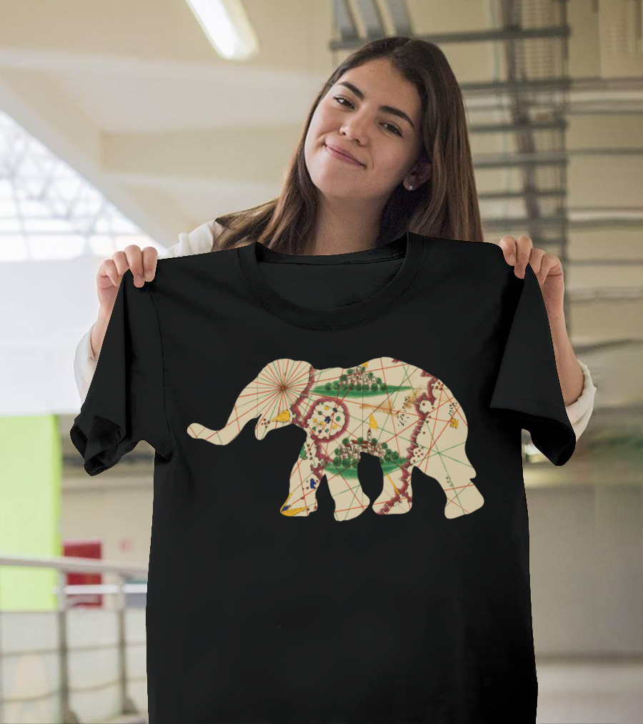 Elefaint Vintage Style Map Elephant T-Shirt