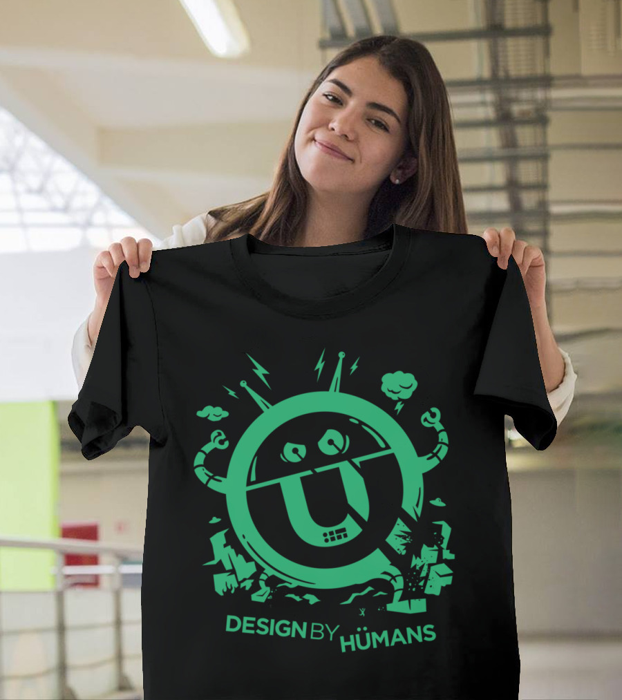 Design By Humans Artist Series Robot Icon Green T-Shirt